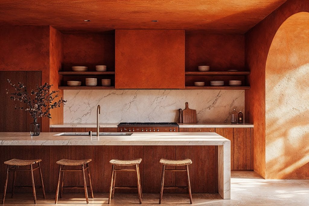 Modern organic terracotta kitchen by Decorilla