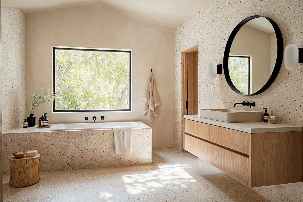 Modern organic terrazzo bathroom inspiration by DECORILLA