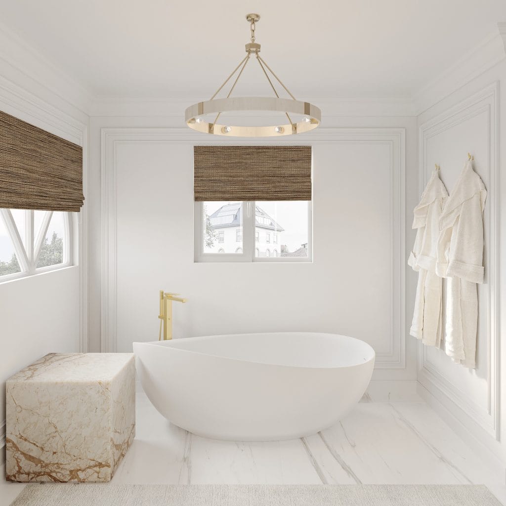 Polished gold and white bathroom by Decorilla