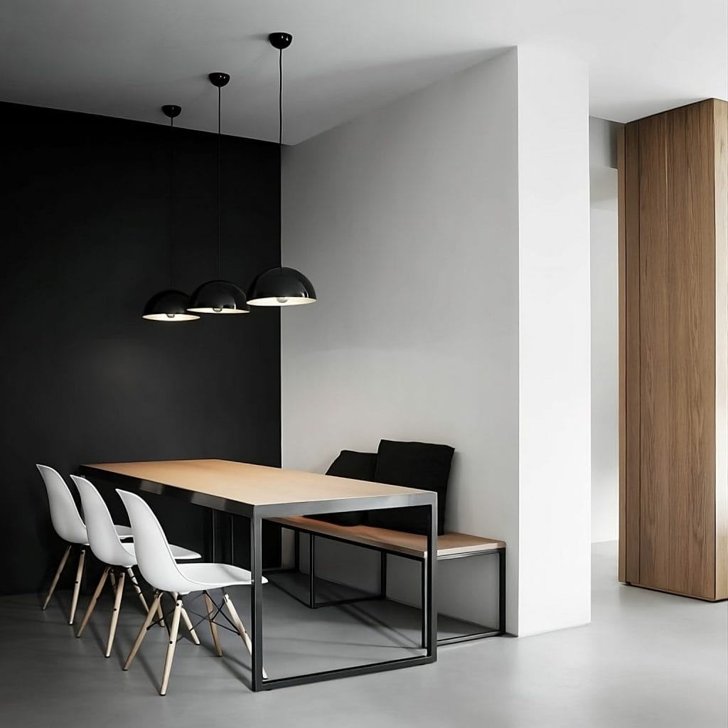 Ultra-minimalist Scandinavian dining room by Decorilla Designer, Roberto D.