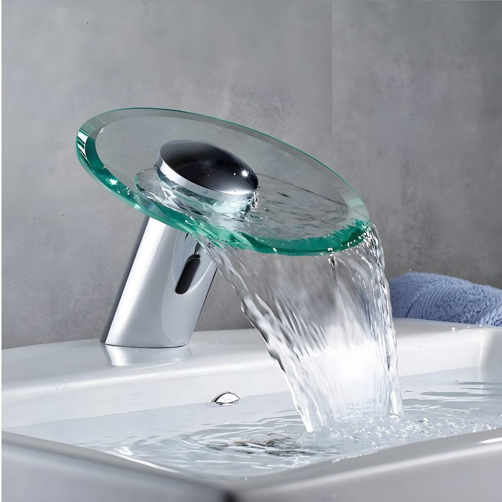 Waterfall touchless sensor faucet, courtesy of Fontana Showers