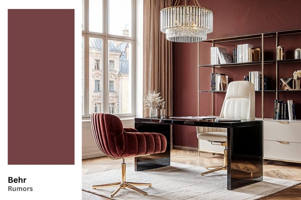 Contemporary glam home office with Rumors palette by DECORILLA