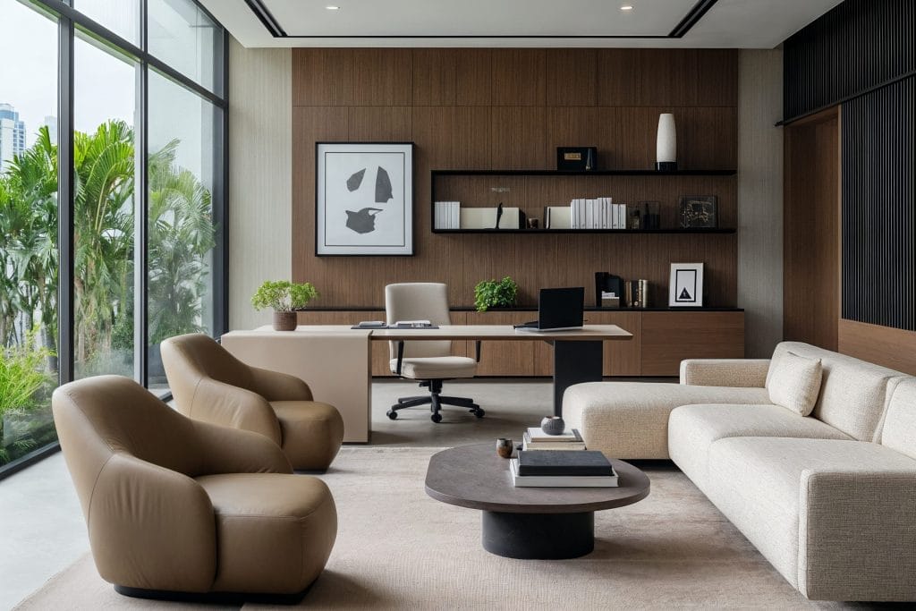 Contemporary executive office by Decorilla office interior design services