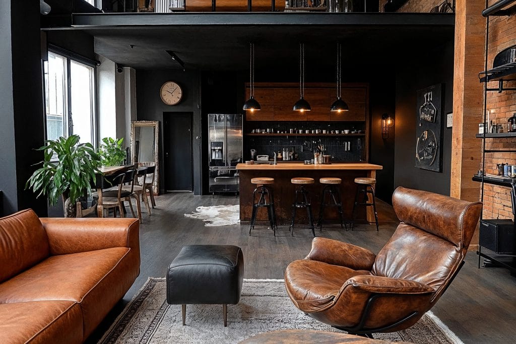 Masculine loft with moto boho decor by Decorilla